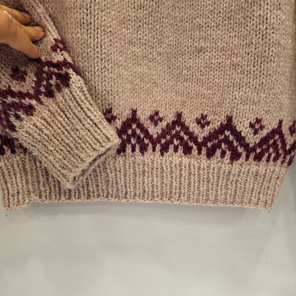 Fair Isle Wool Hand knitted Sweater Two Tone - Picture 5 of 7